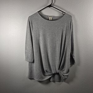 Matty M Brand Gray Striped Women's Top Size Medium